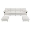 Chenille Modular Sectional Sofa, U Shaped Cloud Couch Set With Double Cushions, 6 Seat Sleeper Sofa Bed With Ottomans, Oversized Indoor Furniture - Cream - Image 3