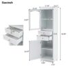 Tall Bathroom Storage Cabinet With Glass Doors, Free-Standing, Two Drawers, And Adjustable Shelves, MDF Board, Painted Perfect For Displaying Your Favorite Items - White - Image 8