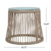 Southport - Boho Side Table With Tempered Glass Top And Woven Rope - Brown - Image 3