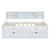 Full Size Daybed With 2 Bedside Cabinets, Upper Shelves And 4 Drawers - White - Image 19