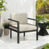 Modern Outdoor Lounge Chair With Aluminum Frame And Weather Resistant Cushions - Beige / Black - Image 2