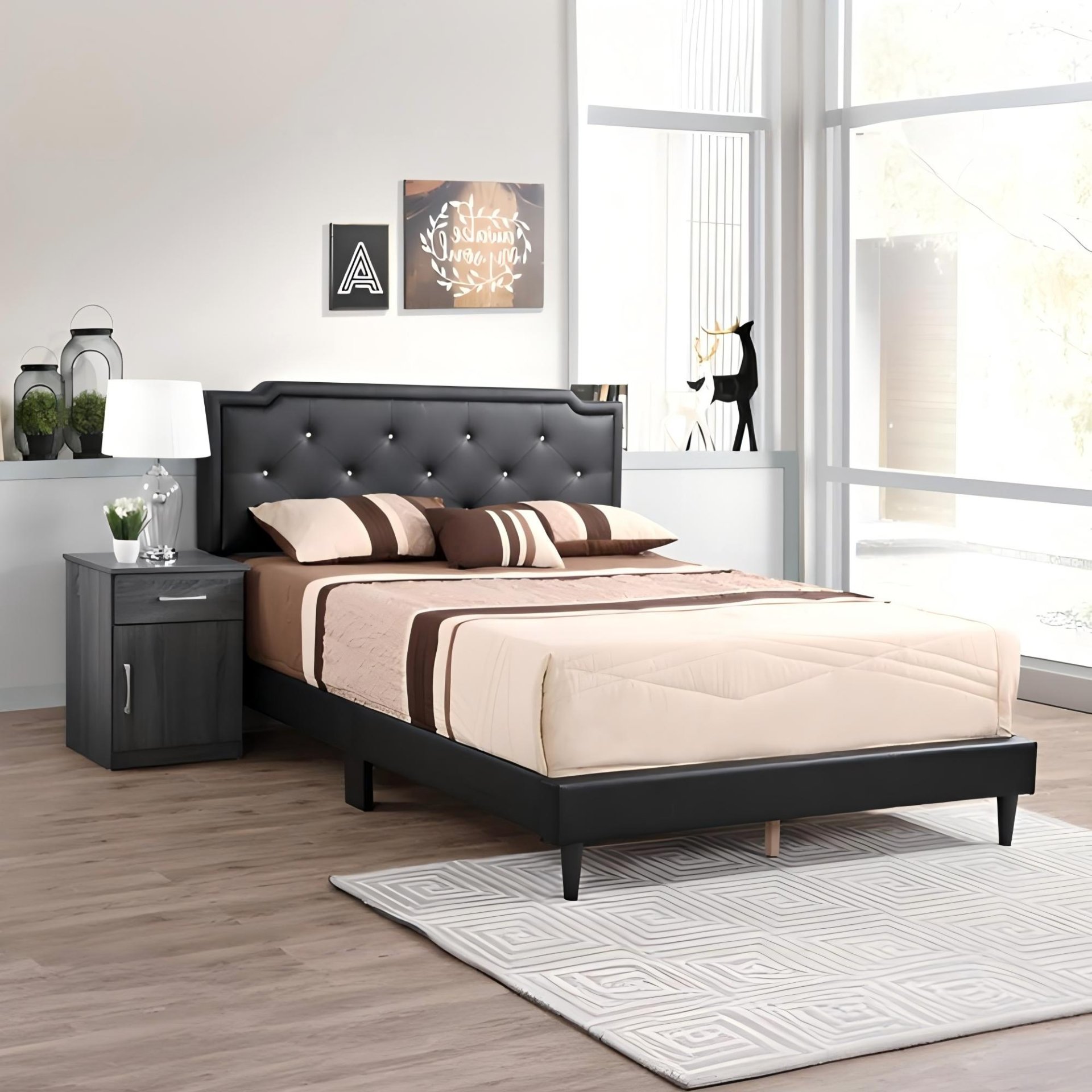 Deb - Queen Bed For Modern Bedrooms - Black - Image 2