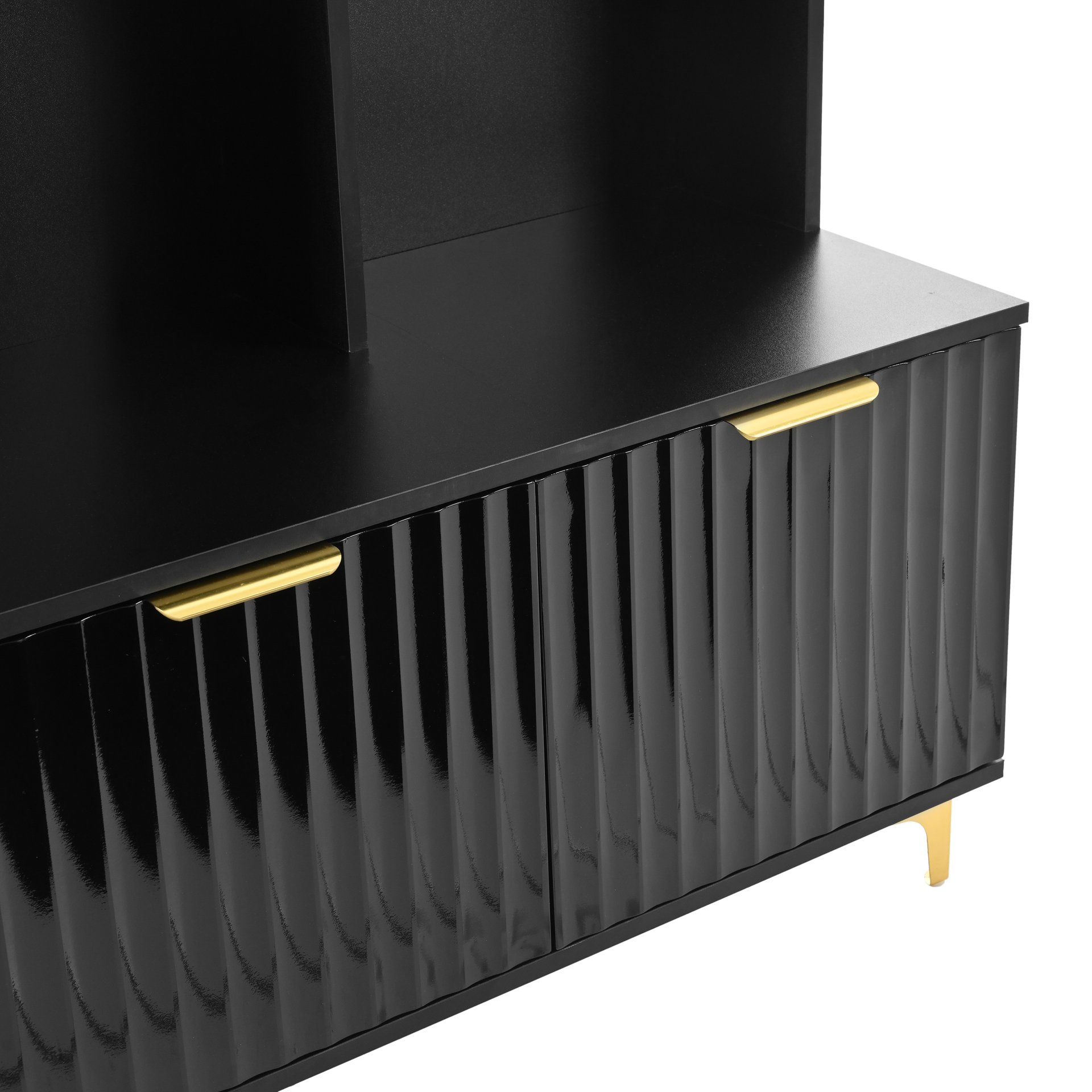 Modern Large Storage Hall Tree With Bench, Luxurious Coat Rack With 6 Hooks And Legs For Entryway, Living Room - Black / Gold - Image 13