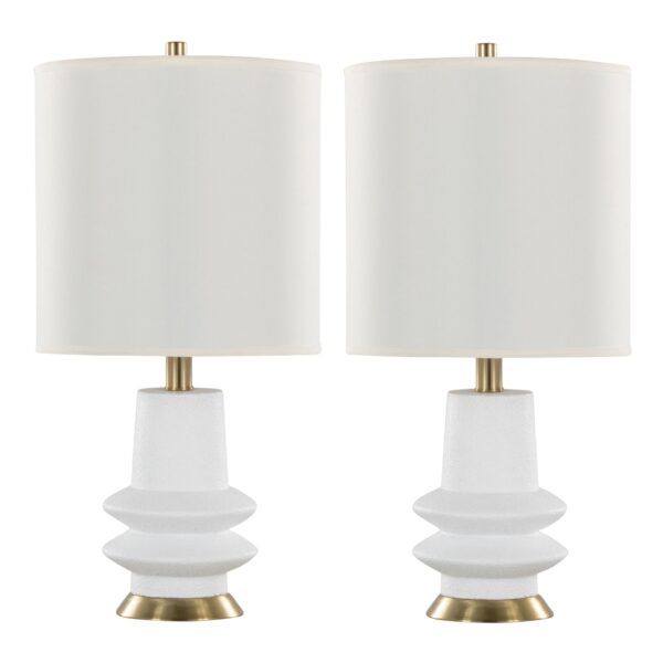 Lloyd - Contemporary Table Lamp (Set of 2) - Sanded Matte White / Modern Brass / White