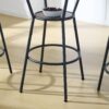 Rustic Brown Round Bar Table And Stool Set With Shelf, Upholstered Stool With Backrest - Antique Brown - Image 8
