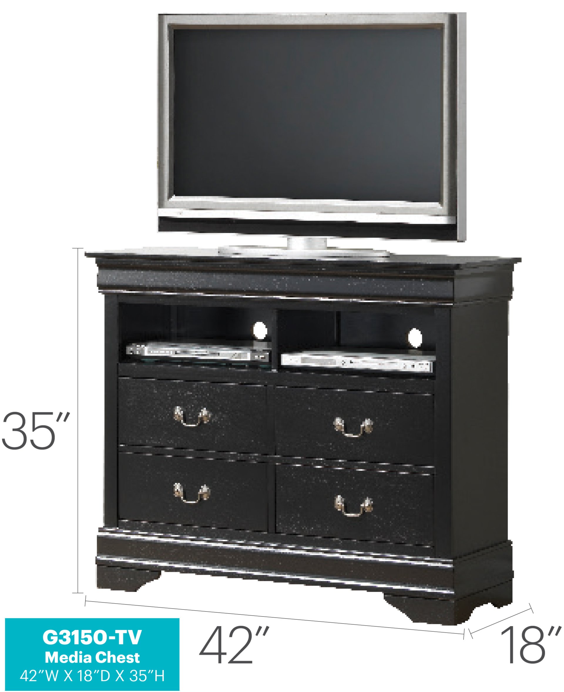 Elegant Traditional Media Chest - Black - Image 2
