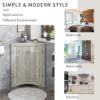 Triangle Bathroom Storage Cabinet With Adjustable Shelves, Freestanding Floor Cabinet For Home Kitchen - Oak - Image 9
