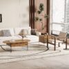 Elegant Coffee Table With Double Drawers And Transparent Glass Sides - Wood - Image 7