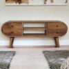 Circular Media Unit With 2 Open Slots - Oak - Image 10