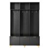 Modern Large Storage Hall Tree With Bench, Luxurious Coat Rack With 6 Hooks And Legs For Entryway, Living Room - Black / Gold - Image 10