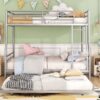 Full Long Over Queen Metal Bunk Bed With Trundle - Silver - Image 22