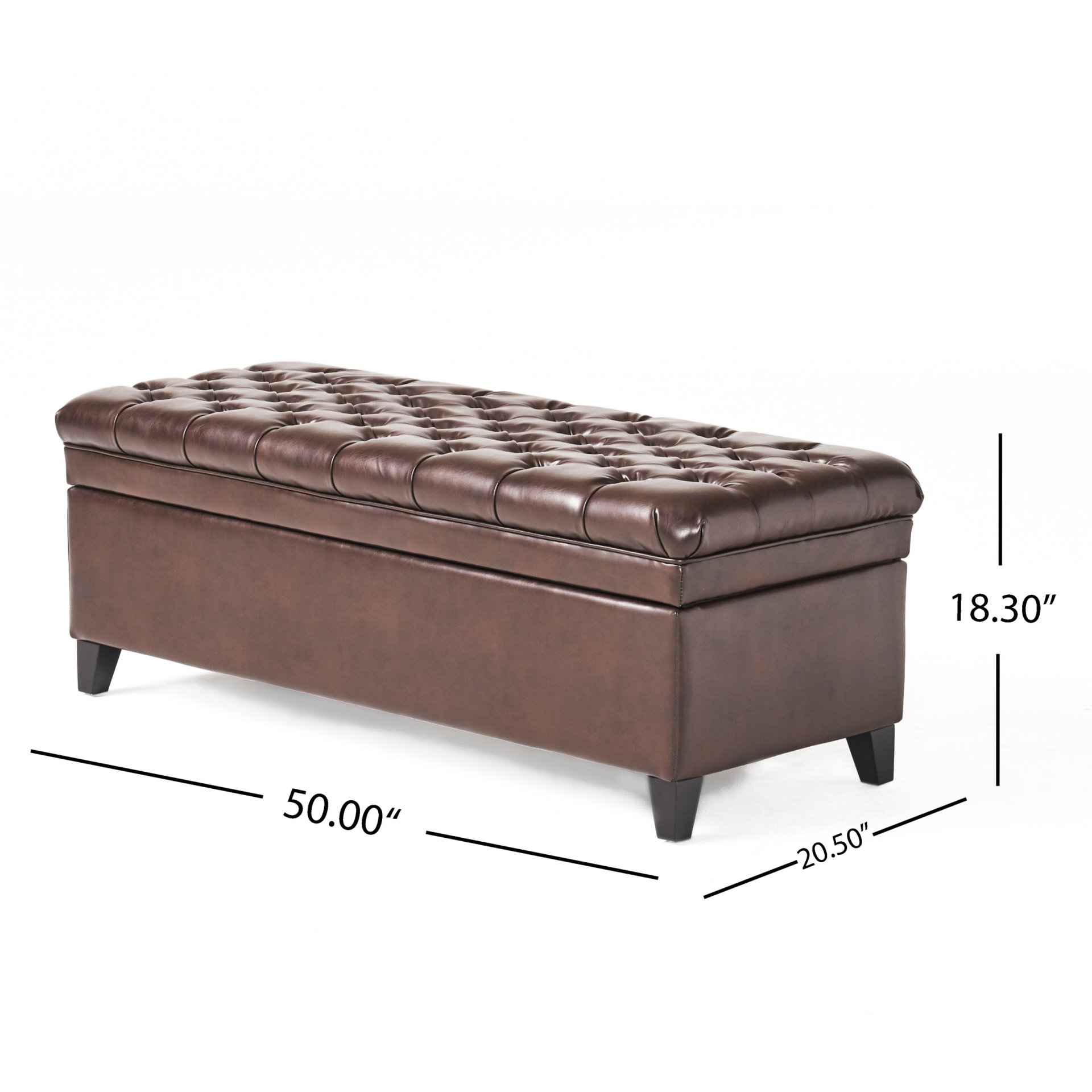 Cancia - Wide Tufted Rectangle Storage Ottoman - Brown - Image 3