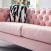 Chesterfield - Modern Tufted Velvet Living Room Sofa, 84.25''W Couch - Pink - Image 8