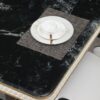 Luxury Modern Dining Table With Faux Marble Top And Dual Circle Base - Black - Image 7