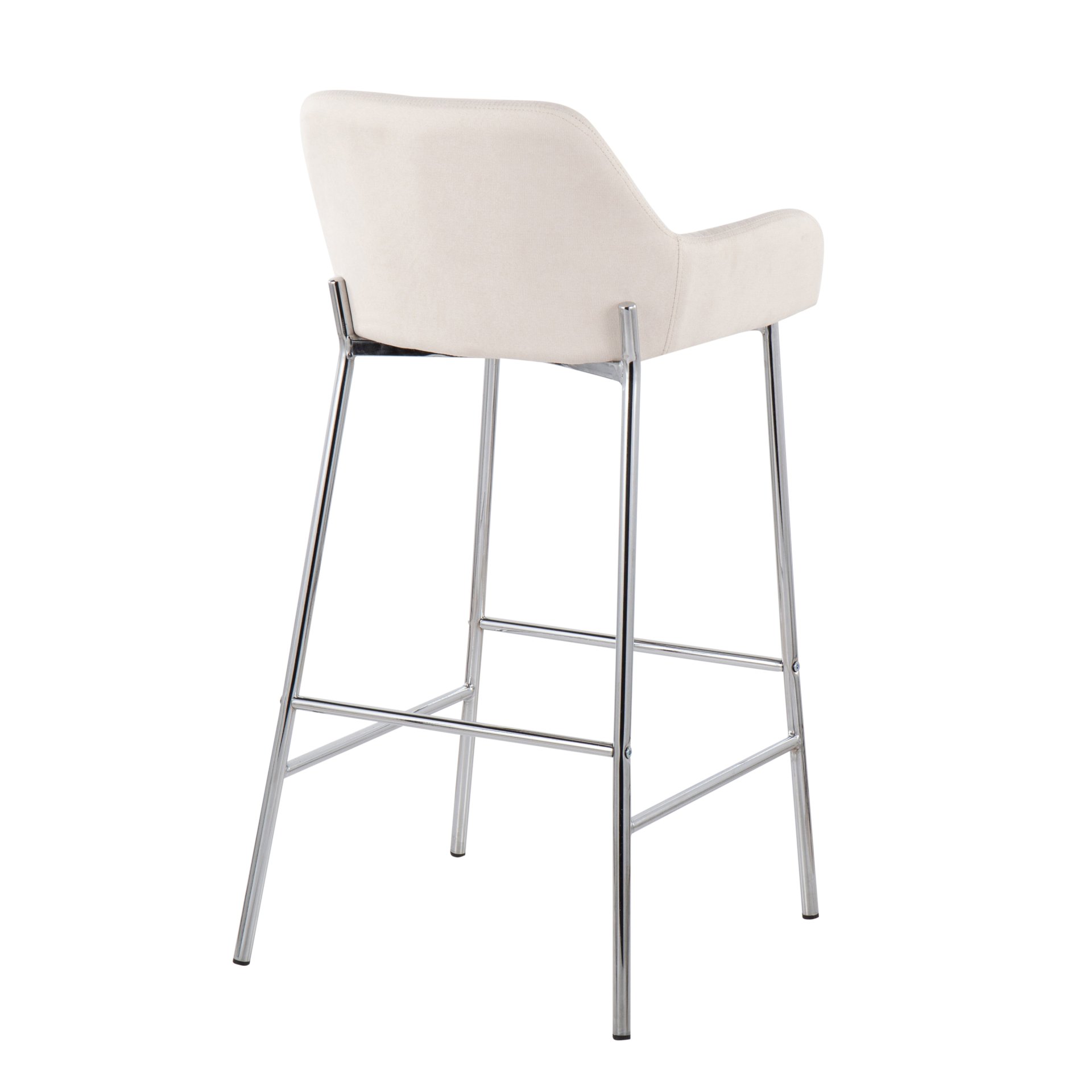 Daniella - Contemporary Fixed Height Bar Stool (Set of 2) - Chrome / Cream - Image 4