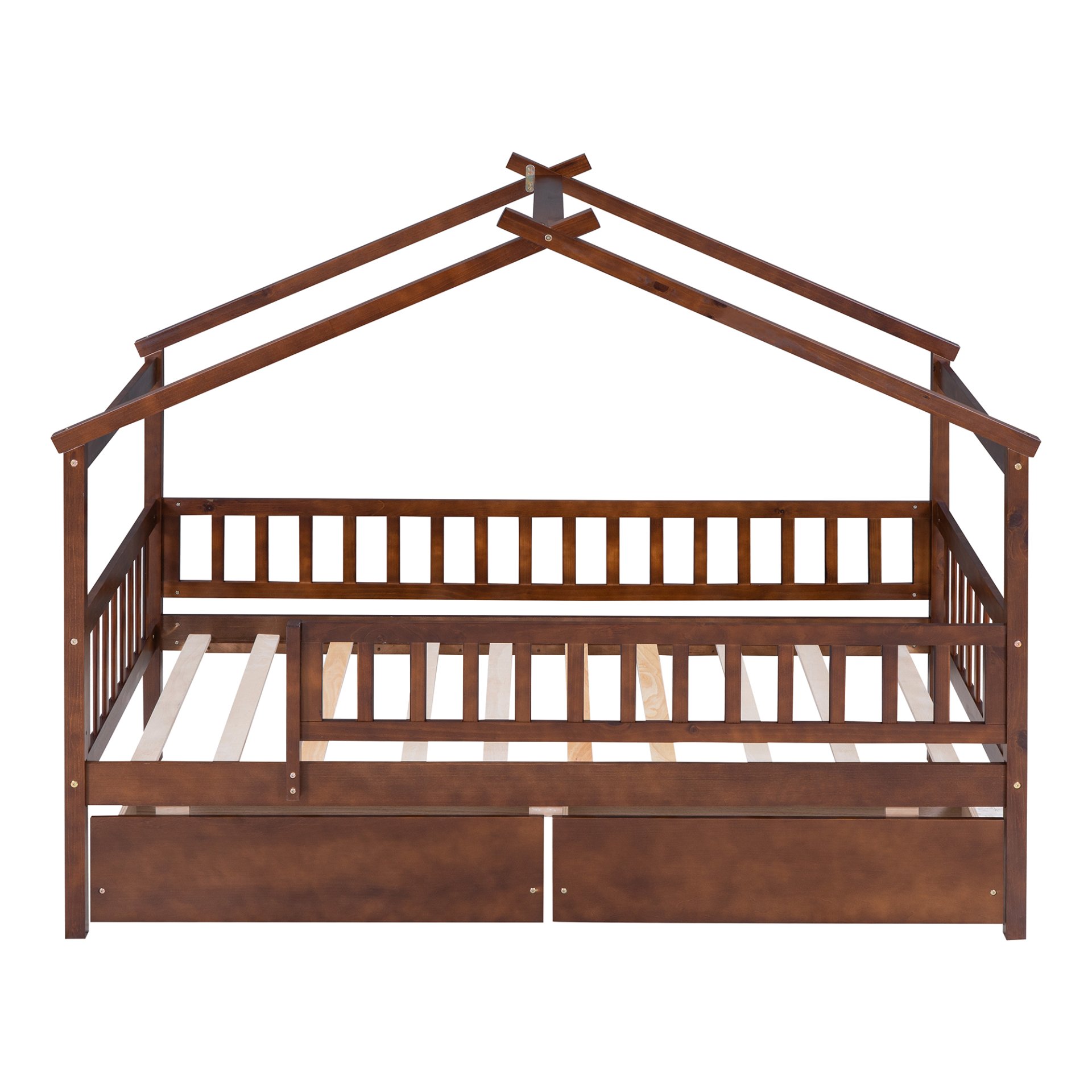 Twin Size House Bed With 2 Drawers - Walnut - Image 14