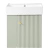 Modern Floating Bathroom Vanity With Ceramic Basin, Perfect For Small Bathrooms, Left Side Storage - Green - Image 7
