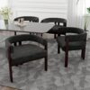 Modern Accent Chair Teddy Upholstered Armchair With Open Back 3 Legs Barrel Dining Chair - Black - Image 10