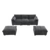 Modular Sectional With Storage Pockets, 5 Seat U Shaped Couch Set With Pillows Free Combination Modern Cloud Sofa With 2 Movable Ottoman - Dark Gray - Image 3