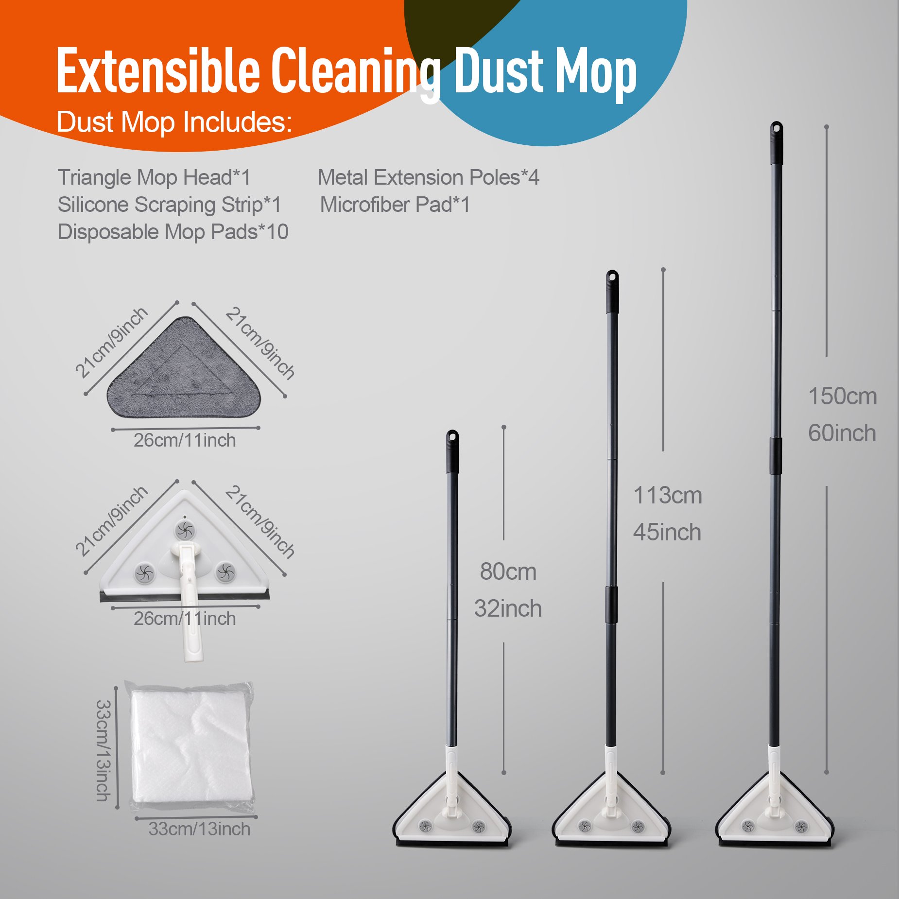 Effortless Wall Cleaning Mop With Disposable Pads, Versatile Triangle Design - White - Image 3
