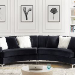 Velvet Curved Sofa - Black