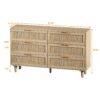 Rattan Storage Cabinet With 6 Drawers For Bedroom And Living Room - Natural - Image 3