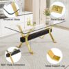 Modern Tempered Glass Dining Table With Metal Legs And Crossbars - Transparent - Image 8