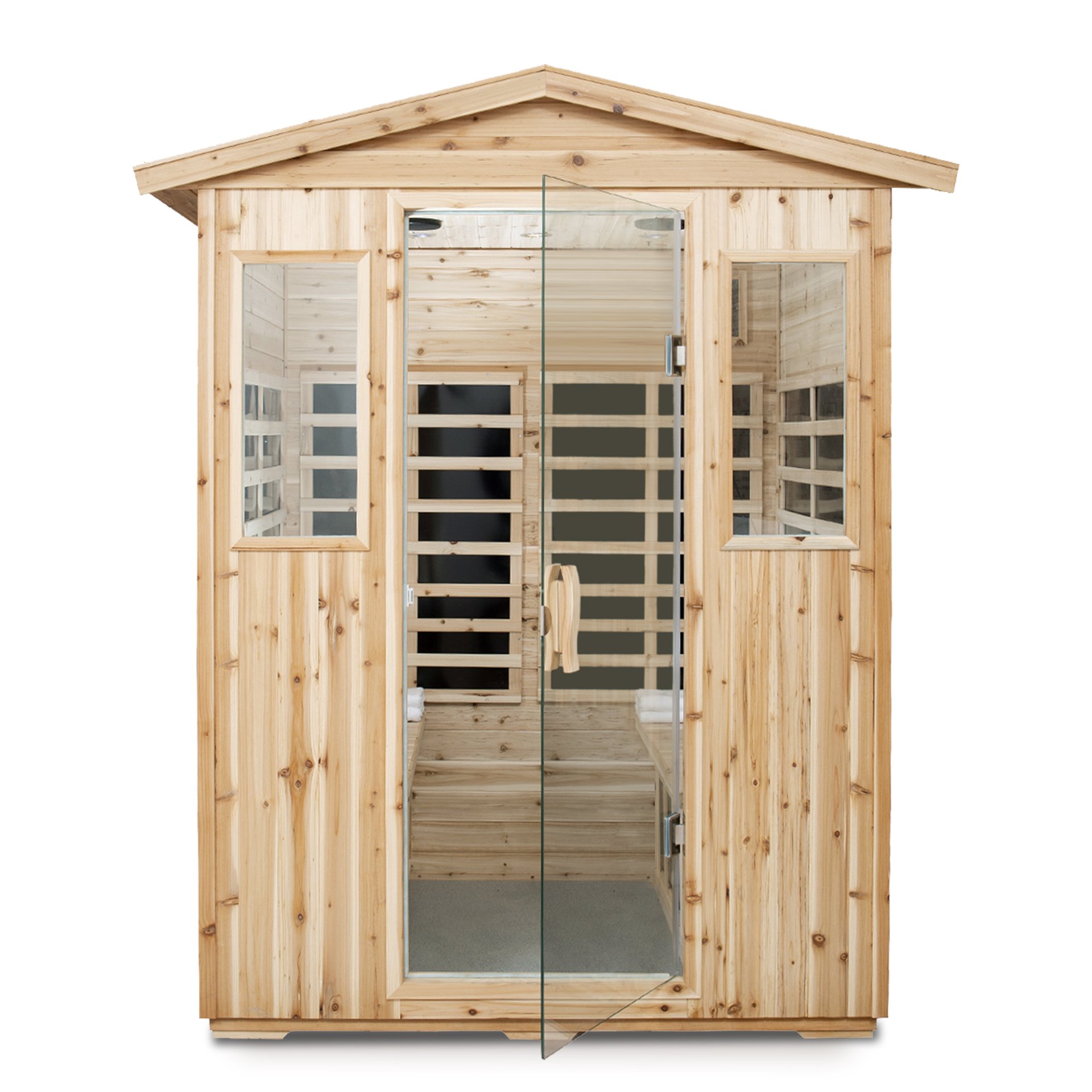 4 Person Old Fir Far Infrared Outdoor Sauna Room - Natural - Image 7