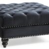 Elegant Traditional Upholstered Ottoman For Living Spaces - Black - Image 2
