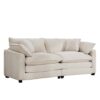 Modern Fabric Living Room Sofa 2 Seater With 4 Pillows Upholstered Deep Seating Loveseat Light Corduroy - Beige - Image 7