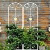 2 Pack Garden Metal Trellis Rustproof Trellis For Climbing Plants Outdoor Flower Support - Cream White - Image 11