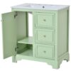 Bathroom Vanity Cabinet With Ceramic Basin, 3 Drawers And Adjustable Shelves - Green - Image 16