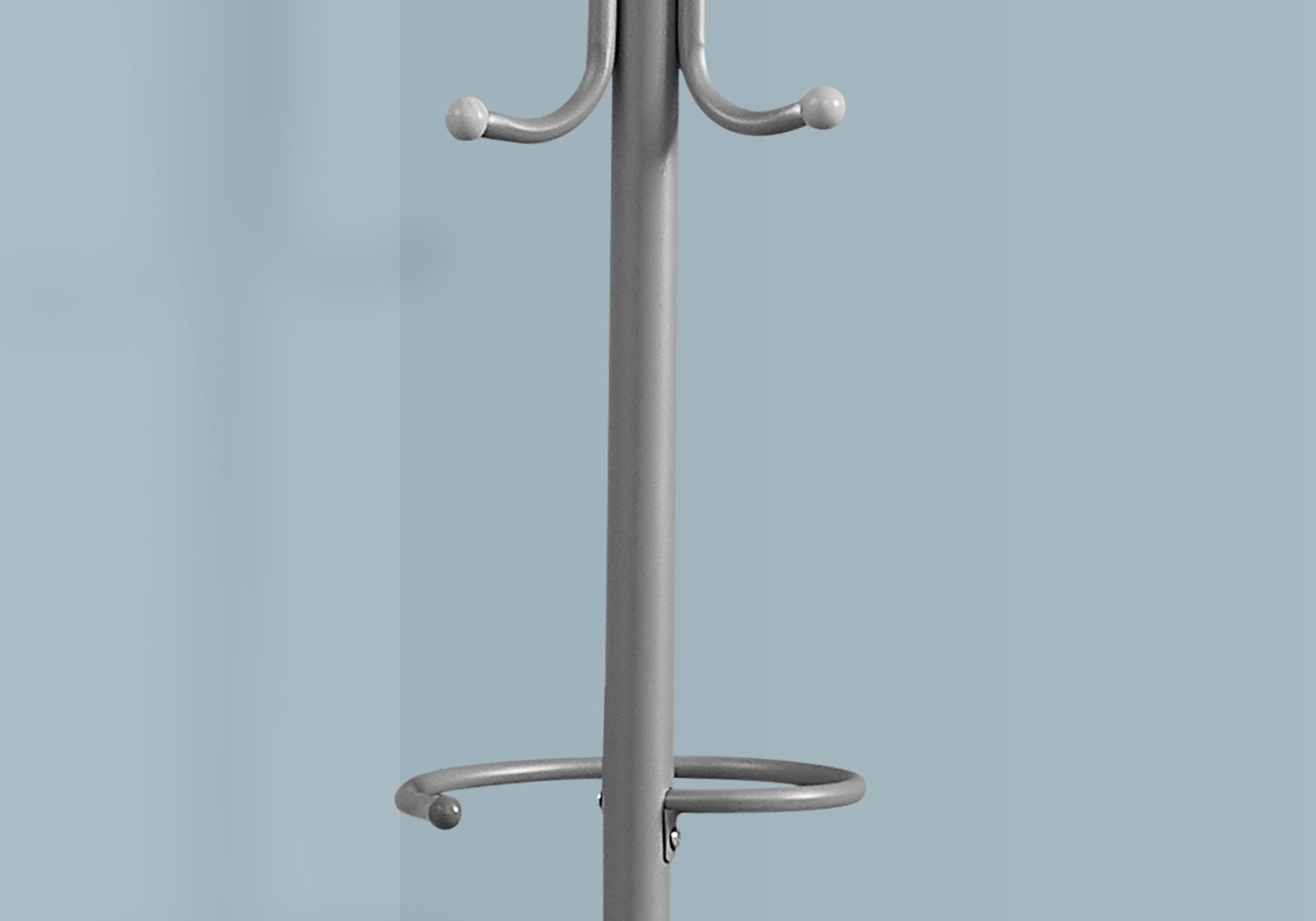 Coat Rack, Hall Tree, Free Standing, Hanging Bar, 6 Hooks, Entryway, Contemporary & Modern - Silver - Image 3