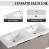 Contemporary 48" Wall Mounted Bathroom Vanity With Resin Double Sink & Soft Close Doors - Khaki - Image 7