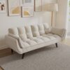 Sofa Soft Two Armrests Throw Pillow Pillow Comfortable Fit Apartment Bedroom Small Space - Beige - Image 3
