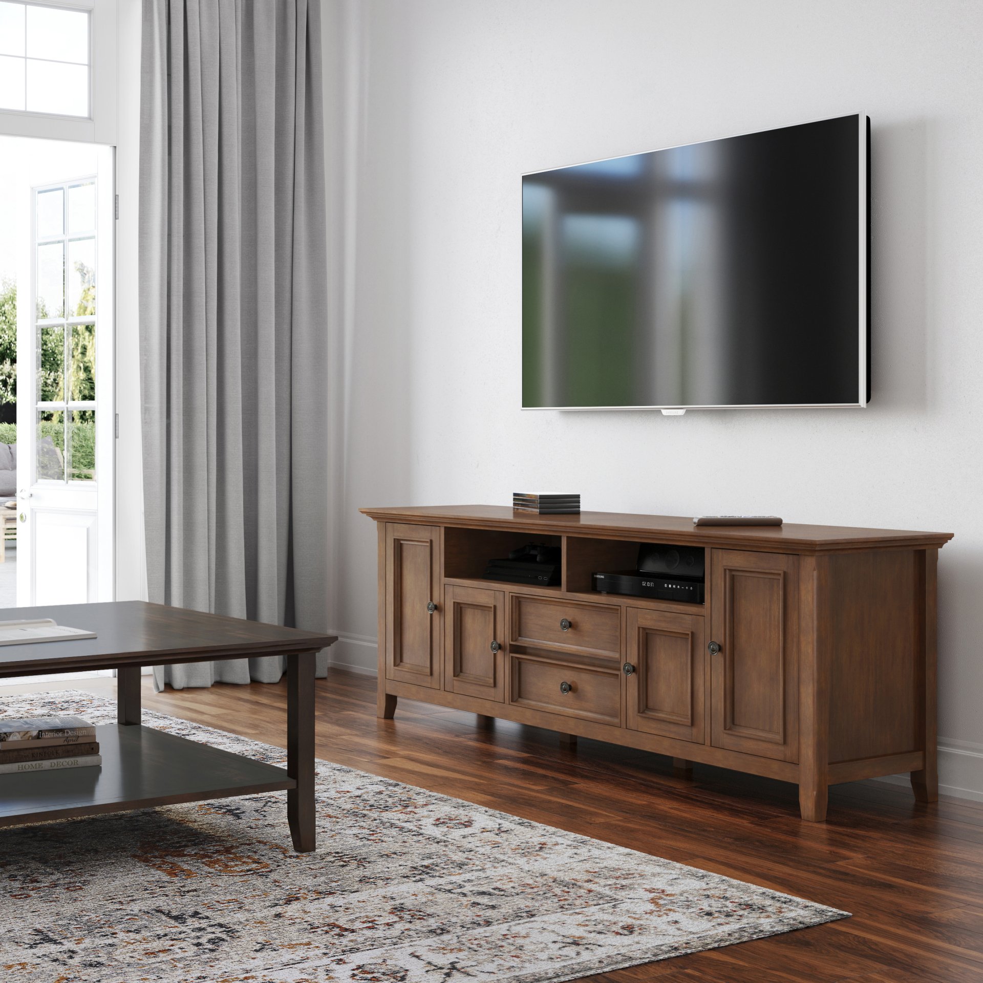 Amherst - Wide TV Media Stand - Rustic Natural Aged Brown - Image 9