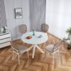 5 Pieces Dining Set, Table Metal Leg Mid-Century Dining Table For 4 - 6 People With MDF Table Top, Pedestal Dining Table, Table Leisure Coffee Table - White - Image 7