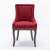 Ultra Side Dining Chair, Thickened Fabric Chairs With Neutrally Toned Solid Wood Legs, Bronze Nail Head (Set of 2) - Wine Red / Burgundy - Image 2