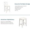5 Pieces Counter Height Rustic Farmhouse Dining Room Wooden Bar Table Set With 2 Stools And 2 Chairs - White - Image 4