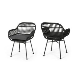 Outdoor Accent Chair With Steel Frame And Water Resistant Cushions (Set of 2) - Gray