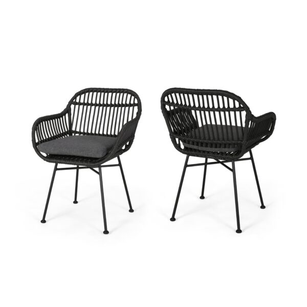 Outdoor Accent Chair With Steel Frame And Water Resistant Cushions (Set of 2) - Gray