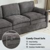 Cozy Upholstered 3 Seater Sofa Oversized Comfy Cloud Sofa Double Cushion 3 Seater Sofa Plush Cushion Sofa Couch For Living Room - Gray - Image 5