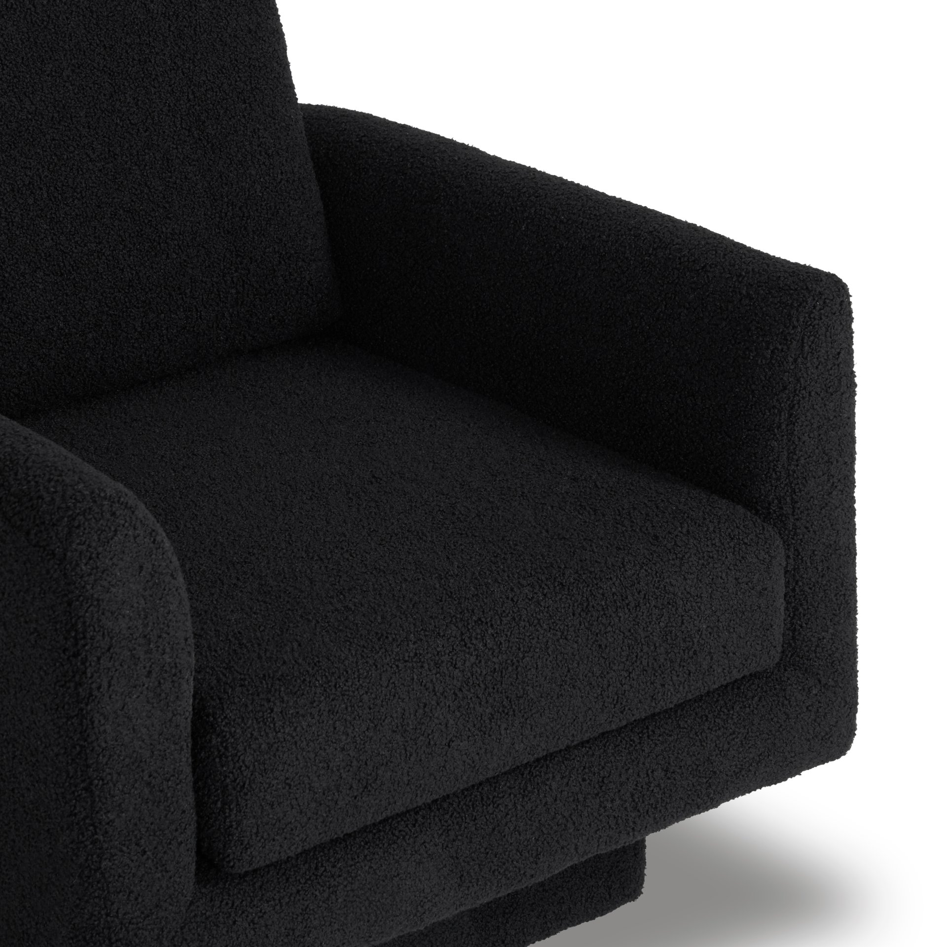 360° Modern Swivel Accent Chair Round Armchair, Thick Padded Single Lounge Sofa Upholstered Comfy - Black - Image 14