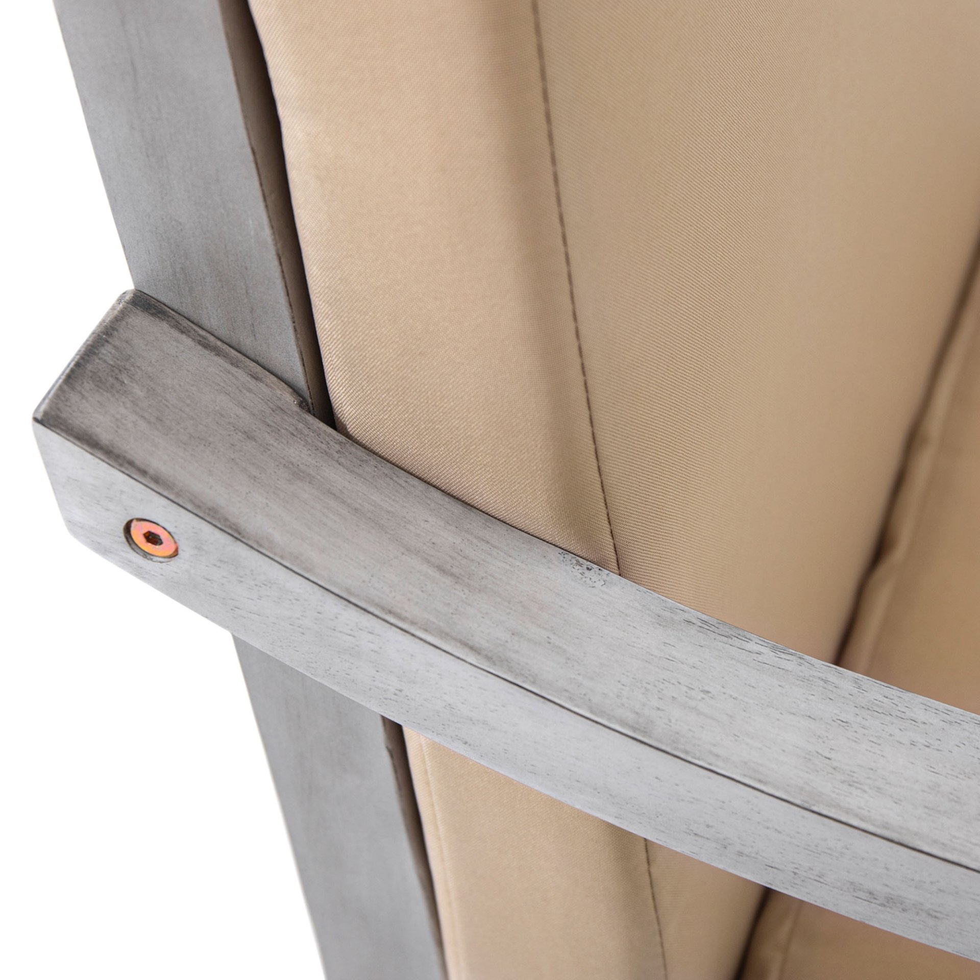 6 Person Outdoor Wooden Dining Set With Umbrella Hole And Removable Cushions For Patio - Gray - Image 26