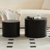 Modern Nesting Coffee Table Set With Walnut Veneer - 2 Pieces For Living Room - Black - Image 4