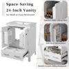 24" Bathroom Vanity With Integrated Undermount Sink, Soft Close Doors, 2 Doors 1 Drawer Storage - White - Image 7