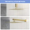 8" Stainless Steel Square Rainfall Shower Head Wall & Ceiling Mount With Self Cleaning Nozzles & Full Body Coverage - Gold - Image 9