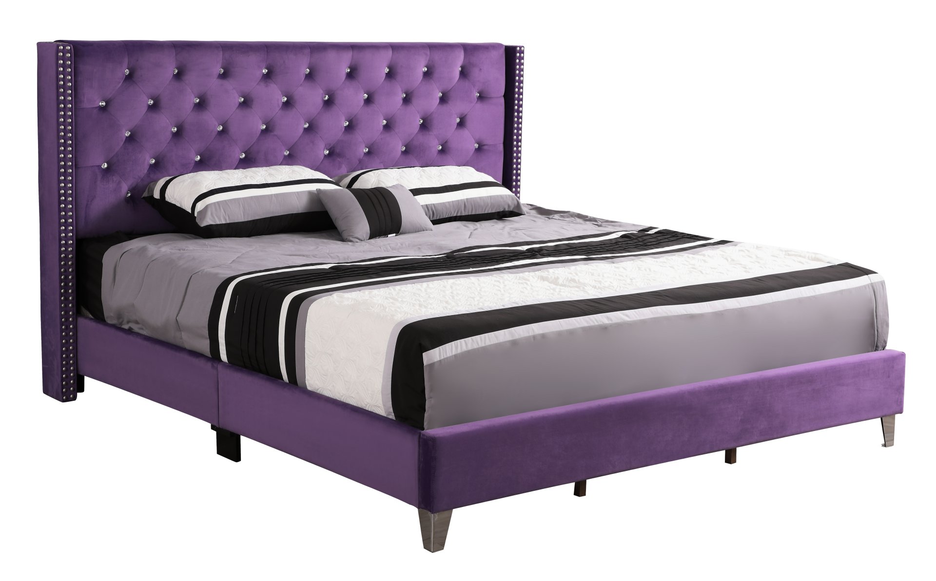 King Bed Elegant Transitional - Purple - Image 3