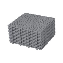 Interlocking Deck Tiles Plastic Waterproof Outdoor All Weather Anti-Slip Bathroom Shower Balcony Porch Strong Weight Capacity Upto 440 Lbs, Pebble Stone Pattern Pack Of 12 - Gray