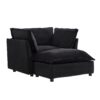 Modern Armchair Sofa Cozy Upholstered Sofa Chair With Movable Ottoman Chenille, Wide Seat & Curved Armrests - Black - Image 13